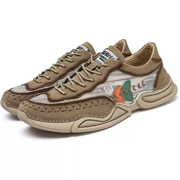 Lazzy Mens Fashion Sneakers Casual Slip On Loafers Walking Shoes LaceUp Sport Running Hiking Shoes for MenKhaki