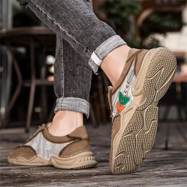 Lazzy Mens Fashion Sneakers Casual Slip On Loafers Walking Shoes LaceUp Sport Running Hiking Shoes for MenKhaki