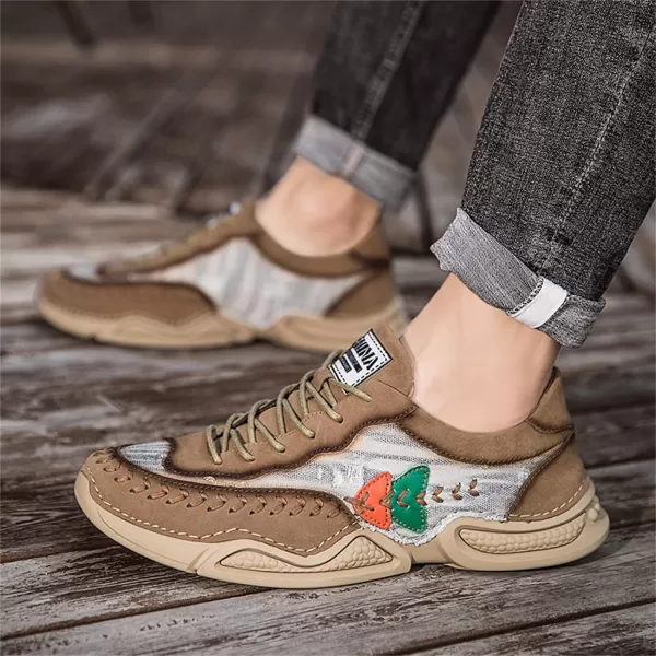 Lazzy Mens Fashion Sneakers Casual Slip On Loafers Walking Shoes LaceUp Sport Running Hiking Shoes for MenKhaki