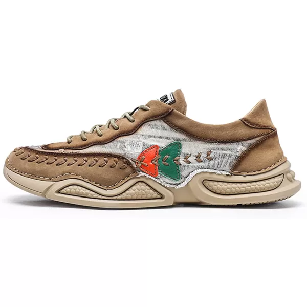 Lazzy Mens Fashion Sneakers Casual Slip On Loafers Walking Shoes LaceUp Sport Running Hiking Shoes for MenKhaki