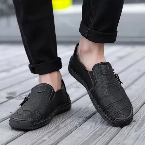 Lazzy Mens Loafers Casual Slip On Leather Shoes Dress Oxfords Lightweight Walking Driving Shoes for MenBlack