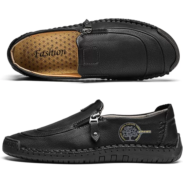 Lazzy Mens Loafers Casual Slip On Leather Shoes Dress Oxfords Lightweight Walking Driving Shoes for MenBlack