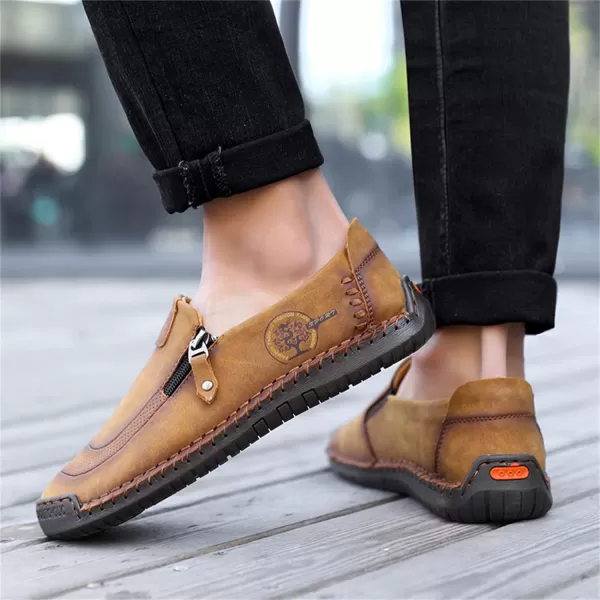 Lazzy Mens Loafers Casual Slip On Leather Shoes Dress Oxfords Lightweight Walking Driving Shoes for MenBrown