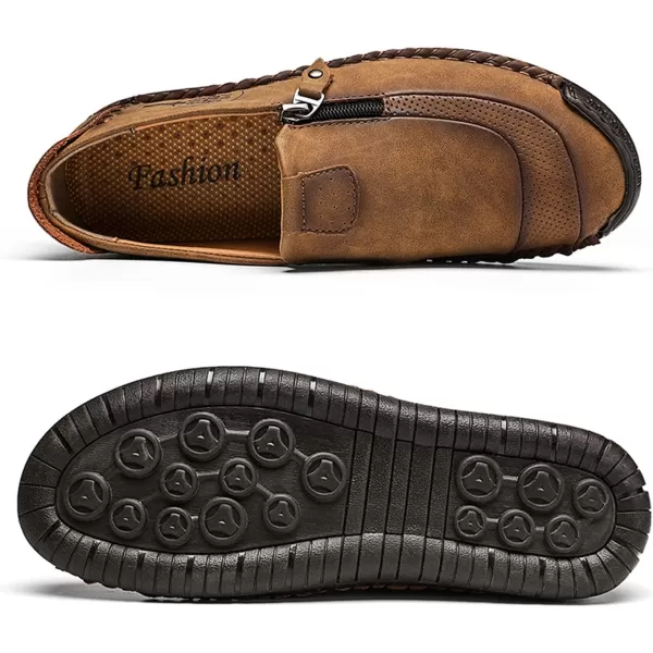 Lazzy Mens Loafers Casual Slip On Leather Shoes Dress Oxfords Lightweight Walking Driving Shoes for MenBrown