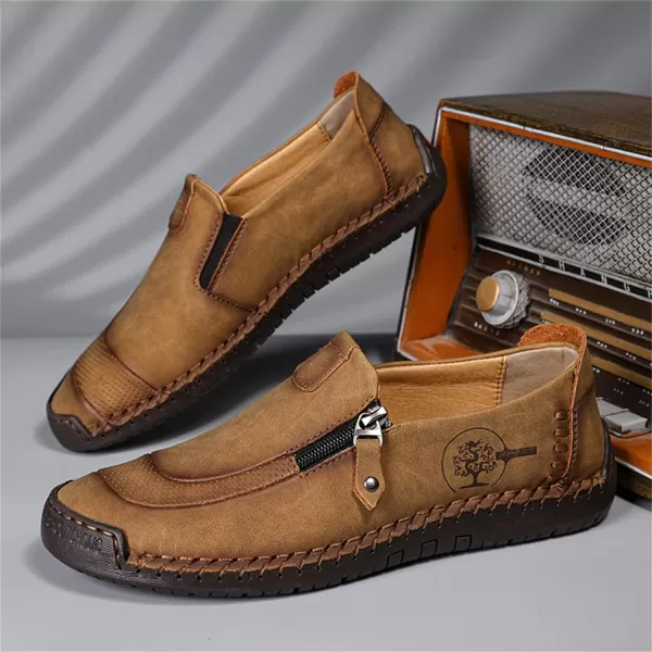 Lazzy Mens Loafers Casual Slip On Leather Shoes Dress Oxfords Lightweight Walking Driving Shoes for MenBrown