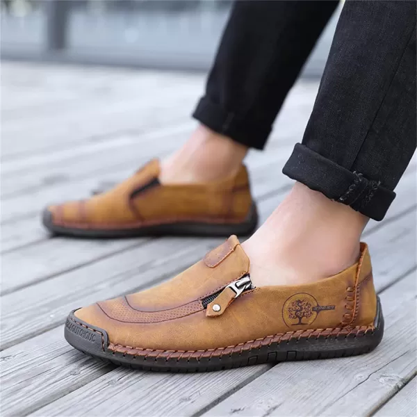 Lazzy Mens Loafers Casual Slip On Leather Shoes Dress Oxfords Lightweight Walking Driving Shoes for MenBrown