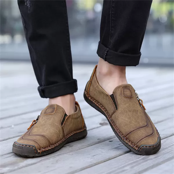 Lazzy Mens Loafers Casual Slip On Leather Shoes Dress Oxfords Lightweight Walking Driving Shoes for MenKhaki