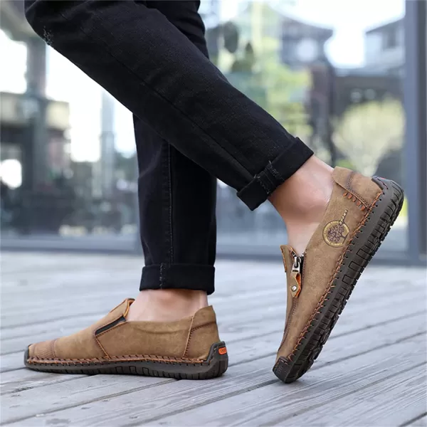 Lazzy Mens Loafers Casual Slip On Leather Shoes Dress Oxfords Lightweight Walking Driving Shoes for MenKhaki