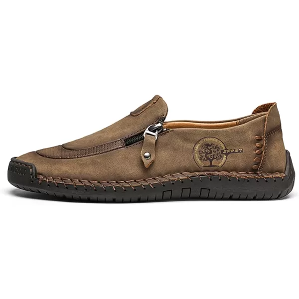Lazzy Mens Loafers Casual Slip On Leather Shoes Dress Oxfords Lightweight Walking Driving Shoes for MenKhaki