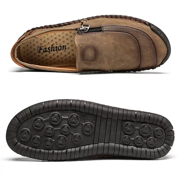 Lazzy Mens Loafers Casual Slip On Leather Shoes Dress Oxfords Lightweight Walking Driving Shoes for MenKhaki