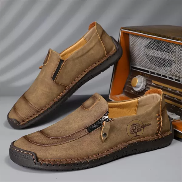Lazzy Mens Loafers Casual Slip On Leather Shoes Dress Oxfords Lightweight Walking Driving Shoes for MenKhaki
