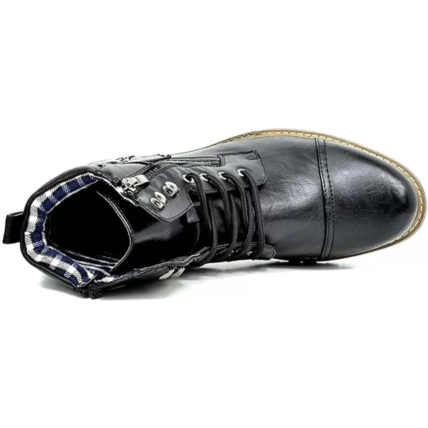 Lazzy Mens Motorcycle Combat Boots Oxford Casual Dress Boots Leather Chukka Shoes for MenBlack