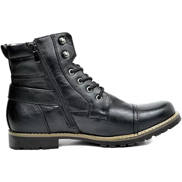 Lazzy Mens Motorcycle Combat Boots Oxford Casual Dress Boots Leather Chukka Shoes for MenBlack