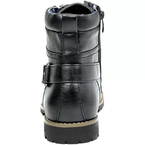 Lazzy Mens Motorcycle Combat Boots Oxford Casual Dress Boots Leather Chukka Shoes for MenBlack