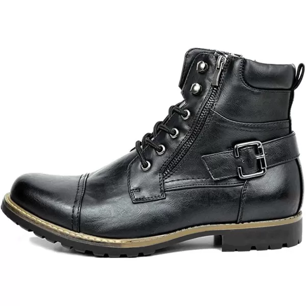 Lazzy Mens Motorcycle Combat Boots Oxford Casual Dress Boots Leather Chukka Shoes for MenBlack