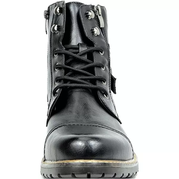 Lazzy Mens Motorcycle Combat Boots Oxford Casual Dress Boots Leather Chukka Shoes for MenBlack