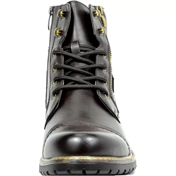 Lazzy Mens Motorcycle Combat Boots Oxford Casual Dress Boots Leather Chukka Shoes for MenDark Brown