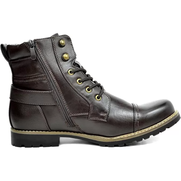 Lazzy Mens Motorcycle Combat Boots Oxford Casual Dress Boots Leather Chukka Shoes for MenDark Brown