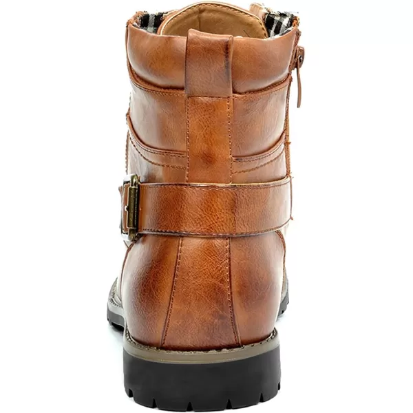 Lazzy Mens Motorcycle Combat Boots Oxford Casual Dress Boots Leather Chukka Shoes for MenLight Brown