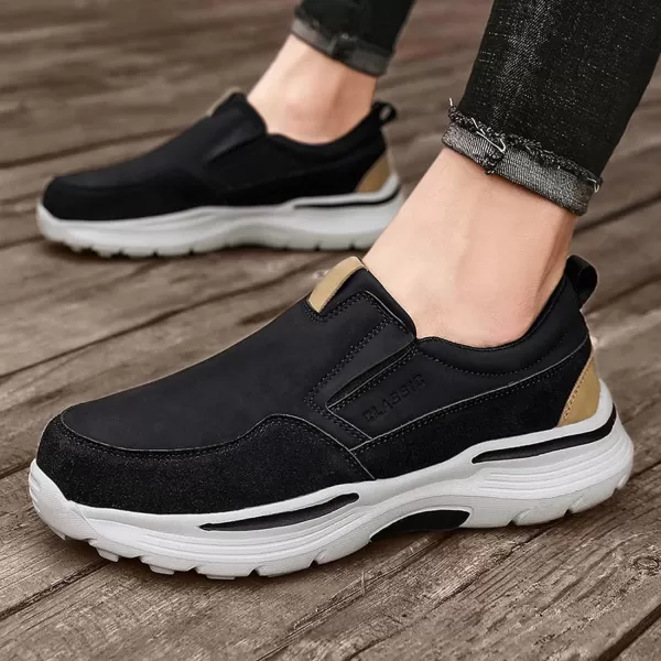 Lazzy Mens Shoes Casual Slip On Shoes Comfortable Loafers Leather Boat Shoes Fashion Dress OxfordsBlack