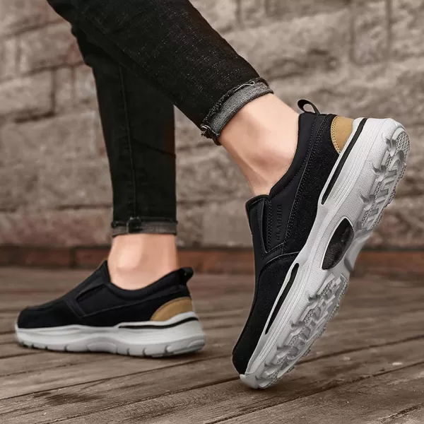 Lazzy Mens Shoes Casual Slip On Shoes Comfortable Loafers Leather Boat Shoes Fashion Dress OxfordsBlack