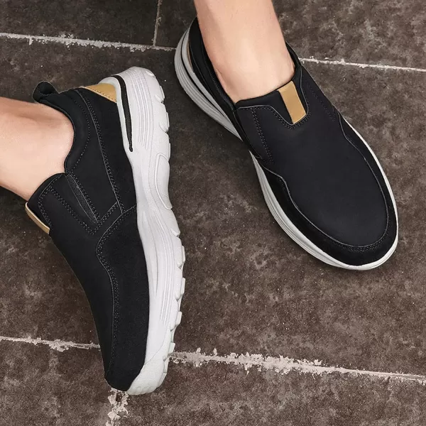 Lazzy Mens Shoes Casual Slip On Shoes Comfortable Loafers Leather Boat Shoes Fashion Dress OxfordsBlack