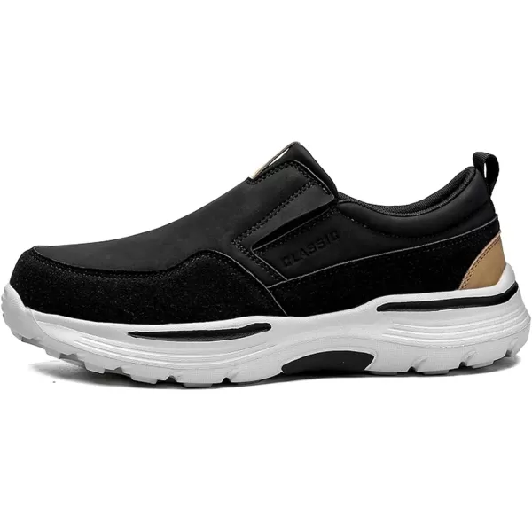 Lazzy Mens Shoes Casual Slip On Shoes Comfortable Loafers Leather Boat Shoes Fashion Dress OxfordsBlack