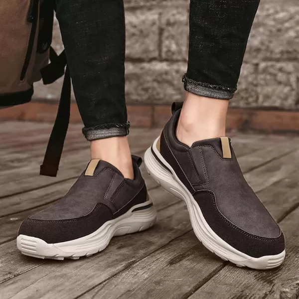 Lazzy Mens Shoes Casual Slip On Shoes Comfortable Loafers Leather Boat Shoes Fashion Dress OxfordsBrown