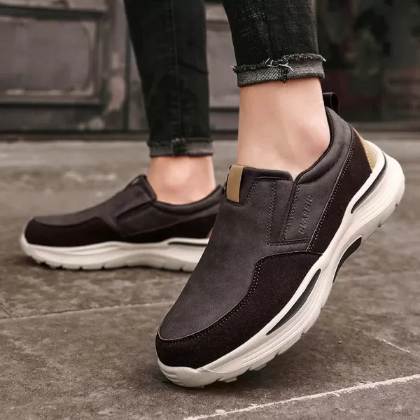 Lazzy Mens Shoes Casual Slip On Shoes Comfortable Loafers Leather Boat Shoes Fashion Dress OxfordsBrown