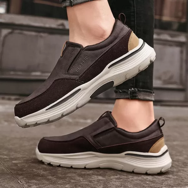 Lazzy Mens Shoes Casual Slip On Shoes Comfortable Loafers Leather Boat Shoes Fashion Dress OxfordsBrown