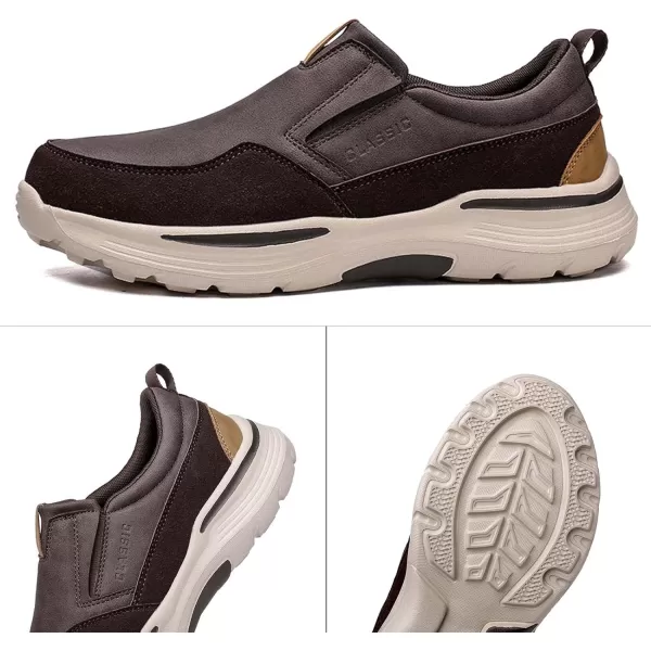 Lazzy Mens Shoes Casual Slip On Shoes Comfortable Loafers Leather Boat Shoes Fashion Dress OxfordsBrown
