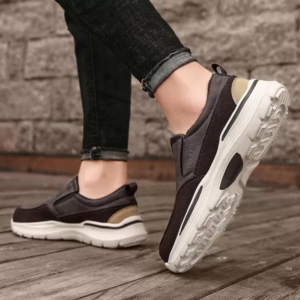 Lazzy Mens Shoes Casual Slip On Shoes Comfortable Loafers Leather Boat Shoes Fashion Dress OxfordsBrown