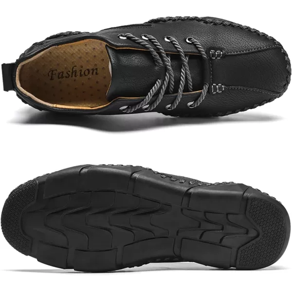 Lazzy Mens Slip On Loafers Lace Up Casual Shoes Leather Oxfords Sneakers Walking Shoes for MenBlack