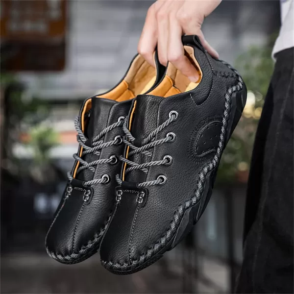 Lazzy Mens Slip On Loafers Lace Up Casual Shoes Leather Oxfords Sneakers Walking Shoes for MenBlack
