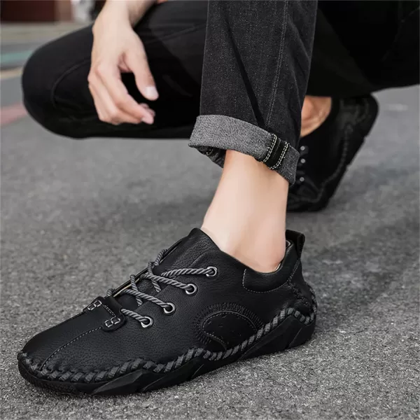 Lazzy Mens Slip On Loafers Lace Up Casual Shoes Leather Oxfords Sneakers Walking Shoes for MenBlack