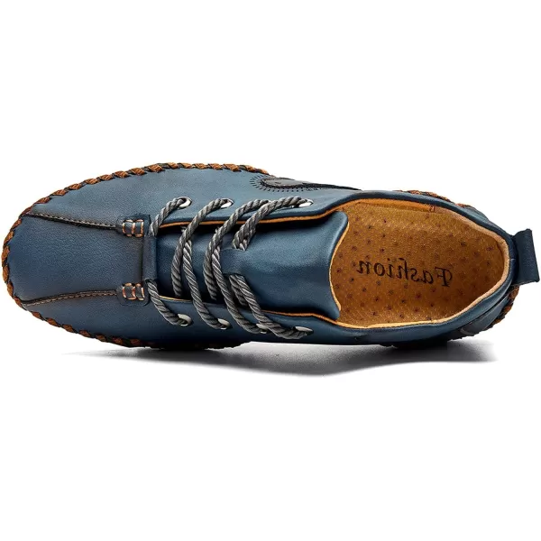 Lazzy Mens Slip On Loafers Lace Up Casual Shoes Leather Oxfords Sneakers Walking Shoes for MenBlue