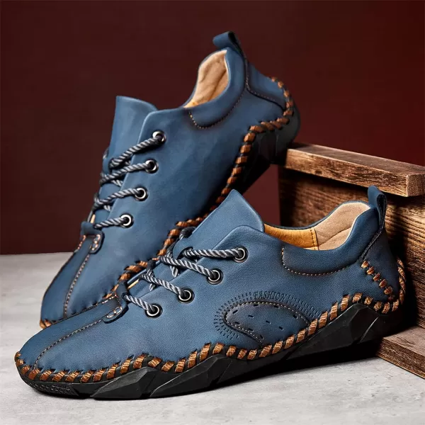 Lazzy Mens Slip On Loafers Lace Up Casual Shoes Leather Oxfords Sneakers Walking Shoes for MenBlue