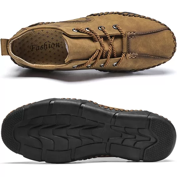 Lazzy Mens Slip On Loafers Lace Up Casual Shoes Leather Oxfords Sneakers Walking Shoes for MenBrown