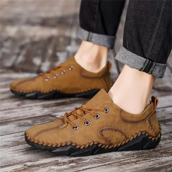 Lazzy Mens Slip On Loafers Lace Up Casual Shoes Leather Oxfords Sneakers Walking Shoes for MenBrown