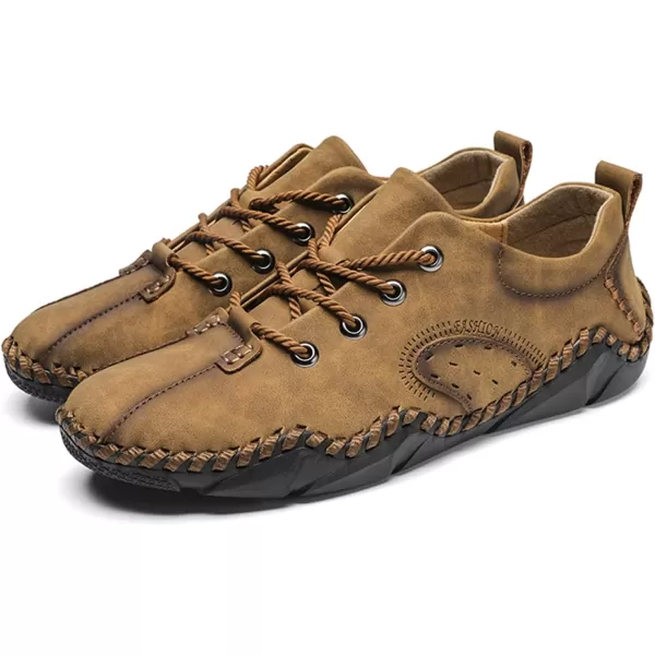 Lazzy Mens Slip On Loafers Lace Up Casual Shoes Leather Oxfords Sneakers Walking Shoes for MenBrown