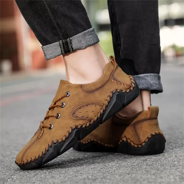 Lazzy Mens Slip On Loafers Lace Up Casual Shoes Leather Oxfords Sneakers Walking Shoes for MenBrown