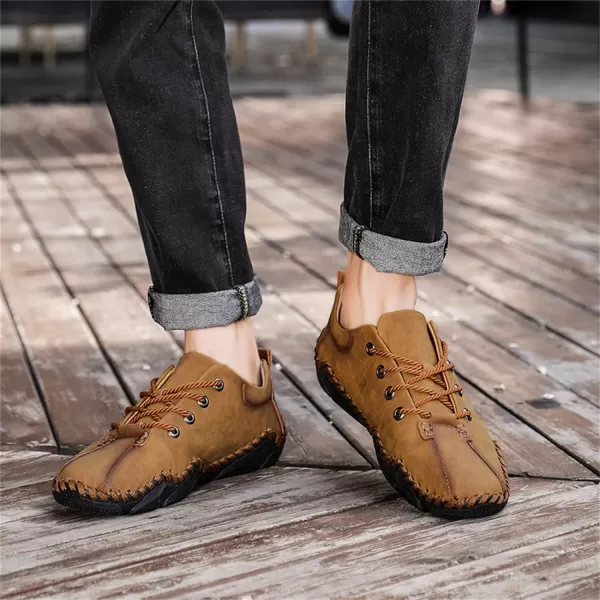 Lazzy Mens Slip On Loafers Lace Up Casual Shoes Leather Oxfords Sneakers Walking Shoes for MenBrown