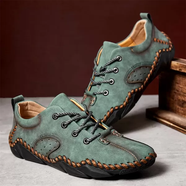 Lazzy Mens Slip On Loafers Lace Up Casual Shoes Leather Oxfords Sneakers Walking Shoes for MenGreen