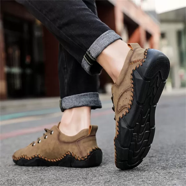 Lazzy Mens Slip On Loafers Lace Up Casual Shoes Leather Oxfords Sneakers Walking Shoes for MenKhaki