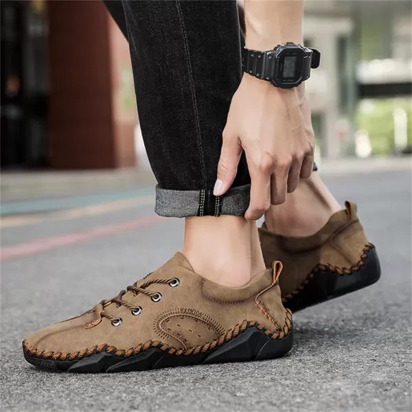 Lazzy Mens Slip On Loafers Lace Up Casual Shoes Leather Oxfords Sneakers Walking Shoes for MenKhaki