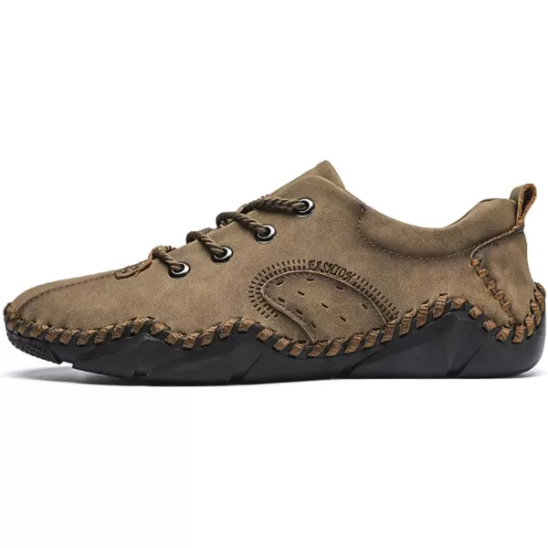 Lazzy Mens Slip On Loafers Lace Up Casual Shoes Leather Oxfords Sneakers Walking Shoes for MenKhaki