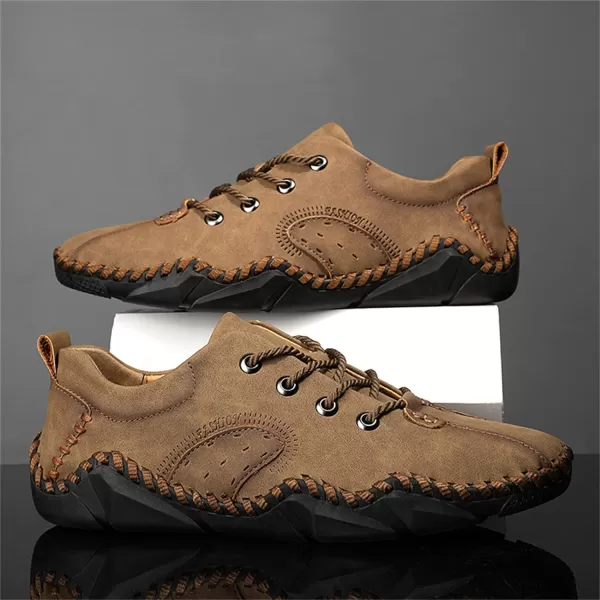Lazzy Mens Slip On Loafers Lace Up Casual Shoes Leather Oxfords Sneakers Walking Shoes for MenKhaki
