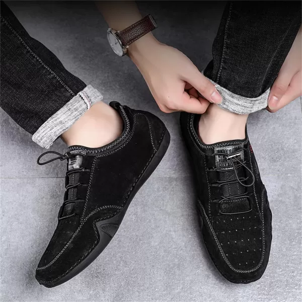 Lazzy Mens Slip On Sneakers Loafers Breathable Walking Shoes Low Top Lace Up Casual Shoes for Men LightweightBlack