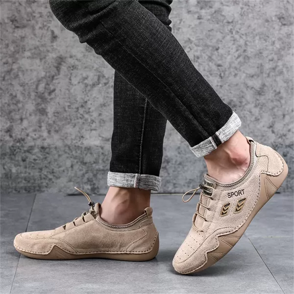 Lazzy Mens Slip On Sneakers Loafers Breathable Walking Shoes Low Top Lace Up Casual Shoes for Men LightweightKhaki