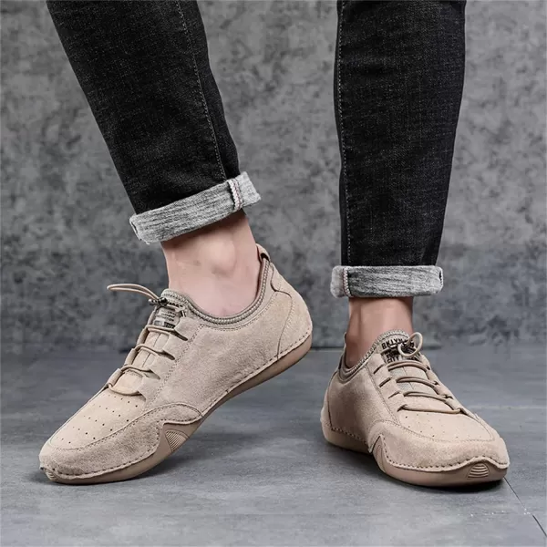 Lazzy Mens Slip On Sneakers Loafers Breathable Walking Shoes Low Top Lace Up Casual Shoes for Men LightweightKhaki